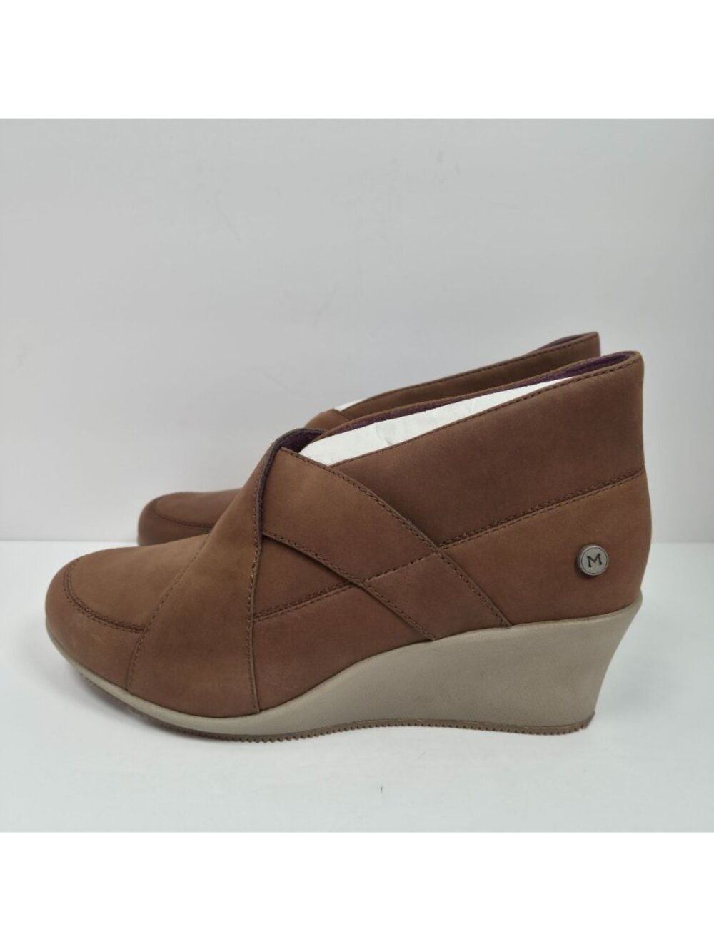 Mozo Descanso Women's Brown Leather Wedge Shoes US Size 7 NWOT SAMPLE - Picture 2 of 9